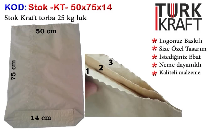 There is a stock kraft bag. 25 kg Paper Sack